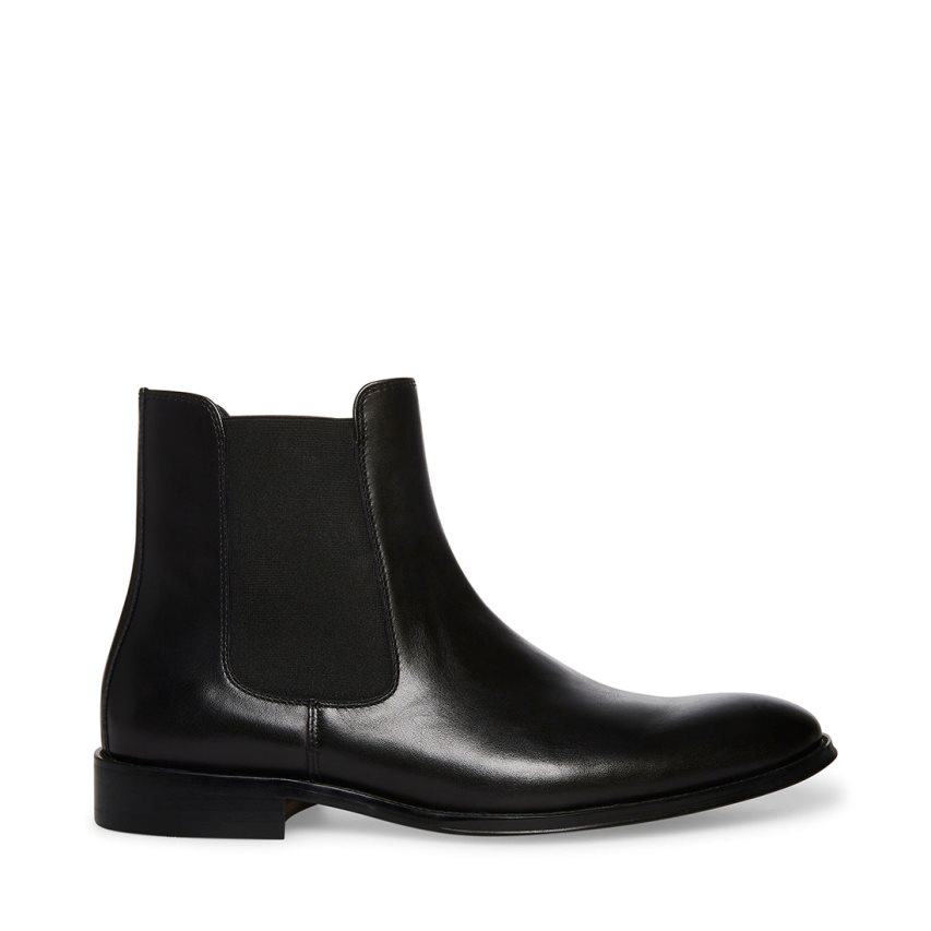 Black Steve Madden Adamo Leather Men\'s Chelsea Boots | PH 8241PIW